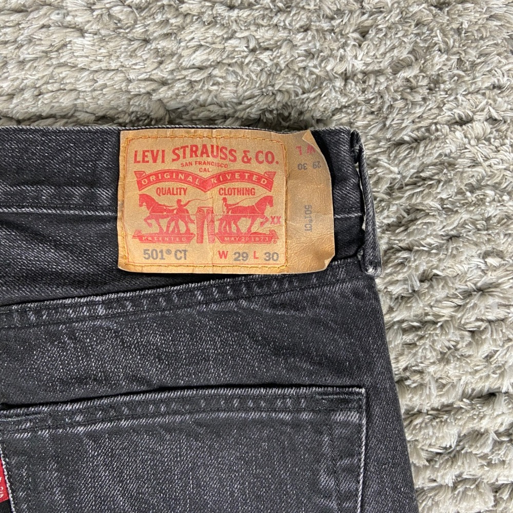 Levi's 501 CT Jeans Mens 29x28 Black Denim Tapered Leg Button Fly Cotton Pants